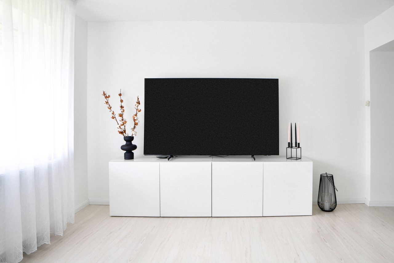 Living room with a large flat-screen television